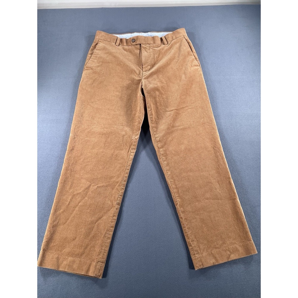 Hathaway Platinum Men's Flat Front Pima Cotton Corduroy Pants Tan 34x30 (29")